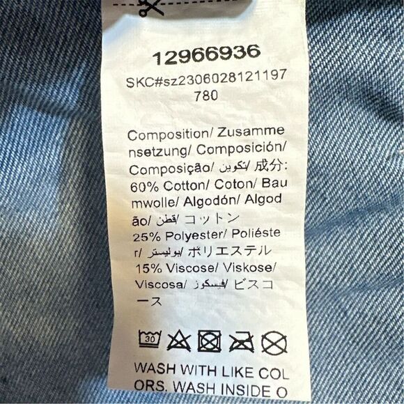 SHEIN Women's Strapless Blue Jean Denim Western Tiered Ruffle Short Dress - Picture 7 of 8